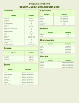 Drzewka owocowe OFERTA JESIEŃ 2015/WIOSNA 2016 Jabłonie