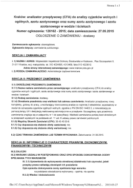 (CFA) do analizy cyjank&oacute;w wolnych i og&oacute;lnych, azotu azotynowego