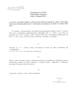 Zarządzenie Nr 97/2015 Wójta Gminy Greboszów z dnia 12 sierpnia