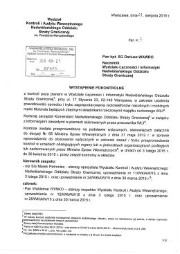 Wystąpienie pokontrolne z kontroli poza planem w WŁiI NwOSG