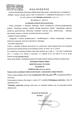 Szczegółowe warunki konkursu ofert