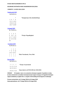 Kalendarz spotkań w roku akademickim 2015/16