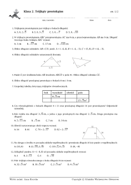 Klasa 2. Trójkąty prostokątne str. 1/2