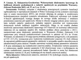 P. Licznar, K. Siekanowicz-Grochowina: Wykorzystanie disdrometru