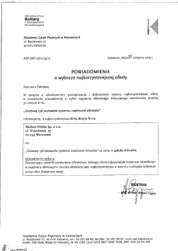 Powiadomienie o wyborze najkorzystniejszej oferty