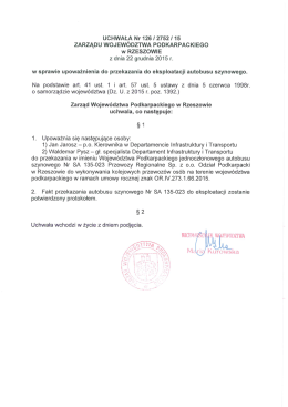 UCHWAŁA Nr 126 l 2752 I 15 ZARZĄDU WOJEWÓDZTWA
