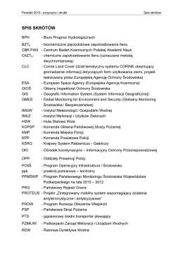 Spis skr&oacute;t&oacute;w - Wojew&oacute;dzki Inspektorat Ochrony Środowiska w