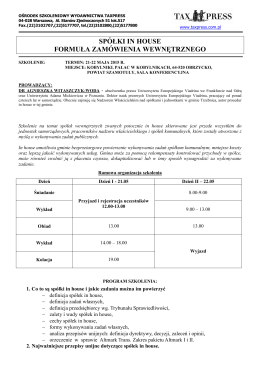 21-22.05.2015 r. Kobylniki Program szkolenia