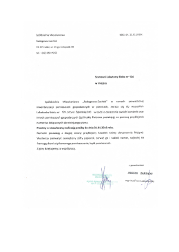 Spółdzielnia Mieszkaniowa Łódź, dn. 11.01.2015r.