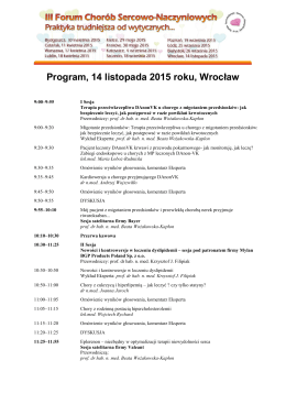 Program, 14 listopada 2015 roku, Wrocław