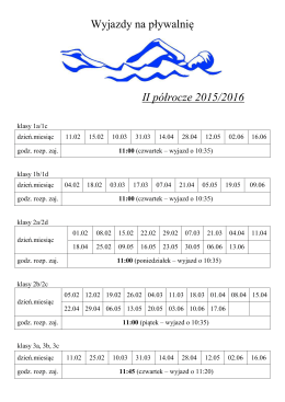 Wyjazdy na pływalnię I półrocze 2015/2016