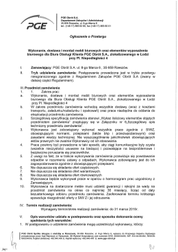 Ogłoszenie o Przetargu