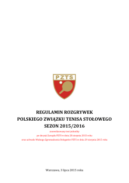 Regulamin Rozgrywek PZTS na sezon 2015/2016