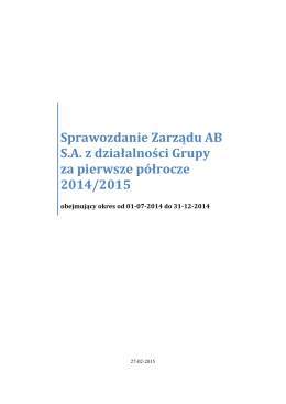 2014/2015, półrocze 1 - Sprawozdanie Zarządu