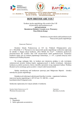 Regulamin Konkursu - Szkoła Podstawowa nr 340 im. Profesora