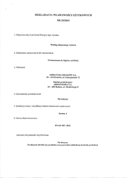 DEKLARACJA wŁAŚCIwoścI UŻYTKOWYCH