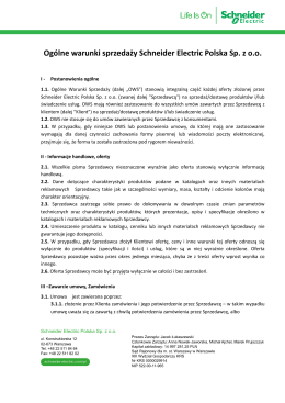 Ogólne warunki sprzedaży - Schneider Electric Polska