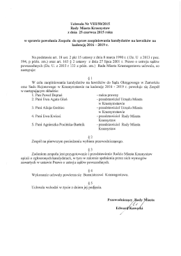 Uchwała Nr VIII/50/2015 Rady Miasta Krasnystaw z dnia 25 czerwca