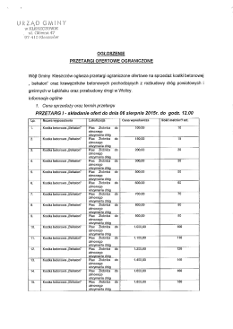 OGŁOSZENÍE PRZETARGI OFĘRTOWE OG