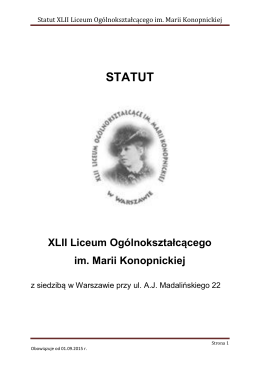 Statut XLII Liceum Ogólnokształcącego im. Marii Konopnickiej