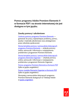 Pomoc programu Adobe Premiere Elements 11 W formacie PDF i na
