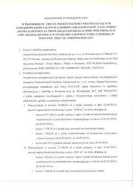 ogłoszenie o postępowaniu w przedmiocie zbycia wierzytelno&scaron;ci