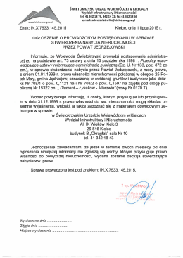 Wszczęcie postępowania dot. stwierdzenia nabycia przez Powiat