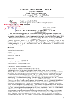 informacja o wyborze oferty na podstawie art. 94