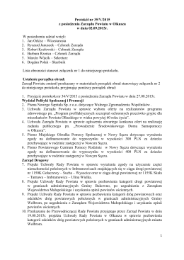 Protokół nr 35/V/2015 z posiedzenia Zarządu Powiatu w Olkuszu w