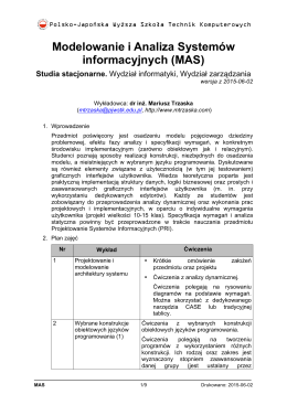 Modelowanie i Analiza Systemów informacyjnych (MAS)
