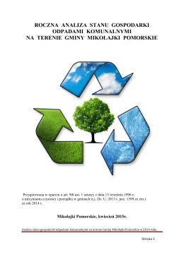 roczna analiza stanu gospodarki odpadami komunalnymi na terenie