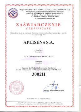 WOJSKOWE CENTRUIVI NORMALIZACJI, JAKOŚCI I KODYFIKACJ