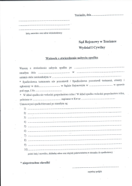 Wniosek o stwierdzenie nabycia spadku