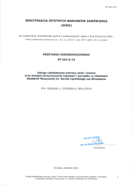 Specyfikacja Istotnych Warunk&oacute;w Zam&oacute;wienia (SIWZ)