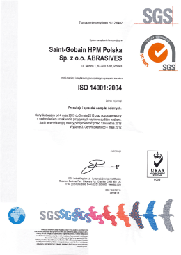 ISO 14001 2004 PPL - Saint-Gobain HPM Polska Sp. z oo