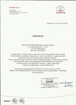 Chodzeń Sp. J. - „Usługi Gastronomiczne Łukasz Staniak”.