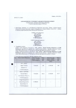 Zawiadomienie z dnia 18.02.2015r. o wyborze najkorzystniejszej