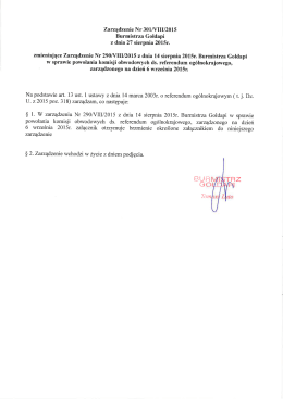 Zarządzenie Nr 301/VIII/2015 Burmistrza Gołdapi z dnia 27 sierpnia