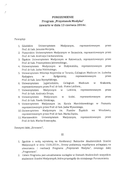 Porozumienie ws. programu &bdquo;Przystanek Medyka&rdquo;