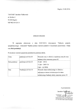 Rzgów¦ 13.08.2013r "JANTAR" Jarosław Fiałkowski ul. Krótka 2 95