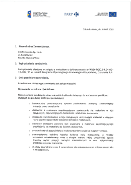 Zduńska Wola, dn. 03.07.2015 1. Nazwa i adres
