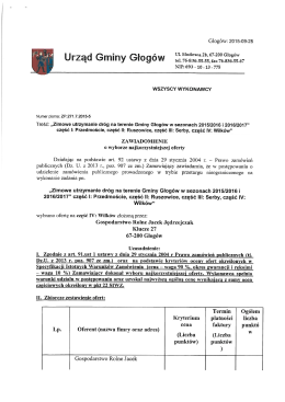 Zawiadomienie o wyborze najkorzystniejszej oferty cz. IV Wilków