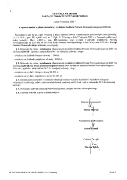 2015 ZARZĄDU POWIATU NOWOSĄDECKIEGO