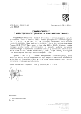 zawiadomienie o wszczęciu postępowania administracyjnego