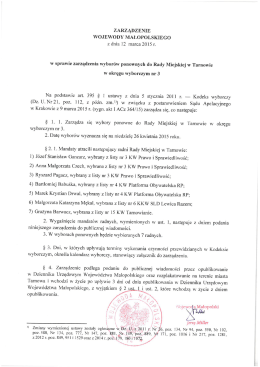 zarządzenie wojewody i kalendarz wyborczy