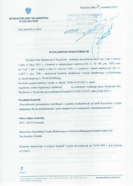 wystąpienia pokontrolne - Izba Skarbowa w Szczecinie