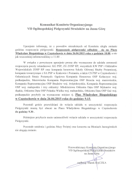 Komunikat Komitetu Organizacyjnego
