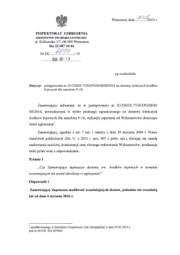 Q` Warszawa, dnia r. INSPEKTORAT UZBROJENIA SzEFoSTWo
