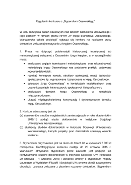 Regulamin konkursu o „stypendium Ossowskiego”