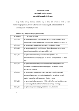 1 Protokół Nr IX/15 z sesji Rady Gminy Łomazy z dnia 26 listopada